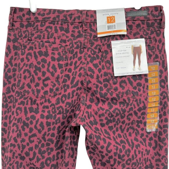 NEW Social Standard by Sanctuary Women Ankle Jean 12 Slim Mid Rise Cheetah Print - Picture 4 of 14